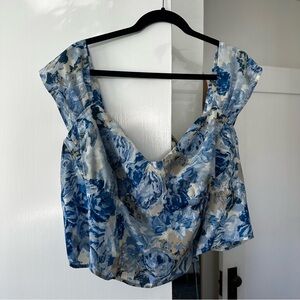 Cider Floral Blue and White Women's Top